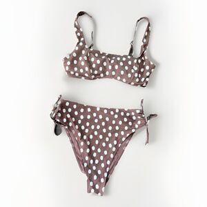 Abercrombie Brown Polka Dot Bikini Size S High Rise Swimsuit